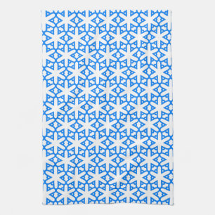 Azure Blue Geometic Blume Tile Geschirrtuch