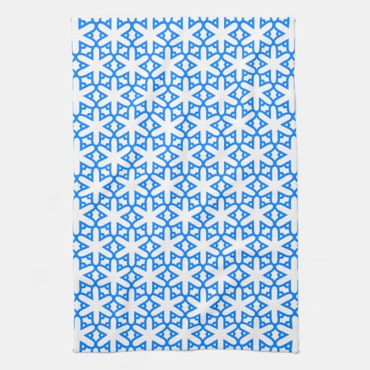 Azure Blue Geometic Blume Tile Geschirrtuch (Vertikal)