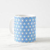 Azure Blue Geometic Blume Tile Kaffeetasse (Vorderseite Links)
