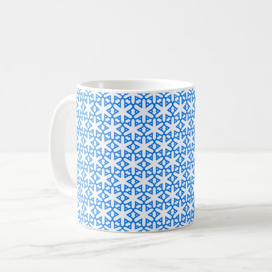 Azure Blue Geometic Blume Tile Kaffeetasse (Vorderseite Links)
