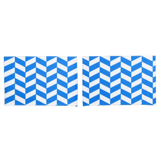 Azure Blue Herringbone Kissenbezug (Vorderseite-Set)