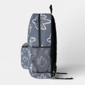 Azure Blue Leaf Leinen Look Bedruckter Rucksack (Rechts)