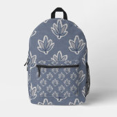Azure Blue Leaf Leinen Look Bedruckter Rucksack (Vorderseite)