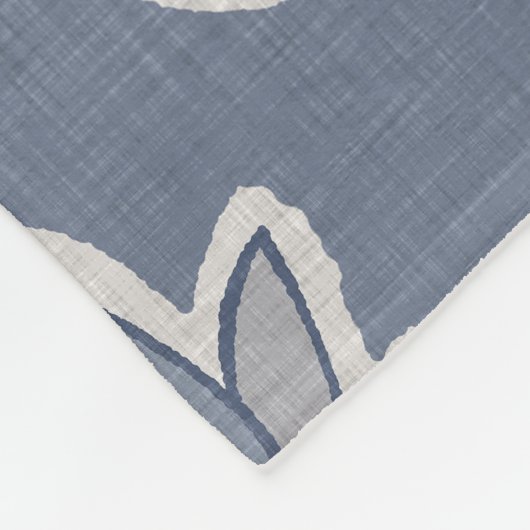Azure Blue Leaf Linen Look Fleecedecke (Ecke)