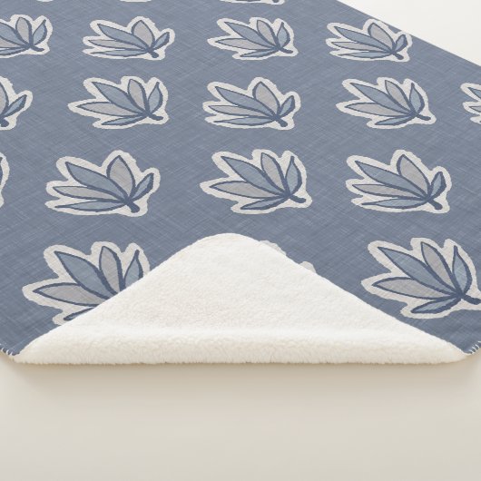 Azure Blue Leaf Linen Look Sherpadecke (3/4)
