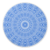 Azure Blue Mandala Geometric Pattern Keramikknauf (Vorderseite)