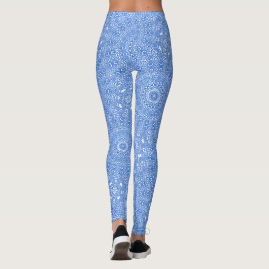 Azure Blue Mandala Geometric Pattern Leggings (Rückseite)