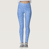 Azure Blue Mandala Geometric Pattern Leggings (Vorderseite)