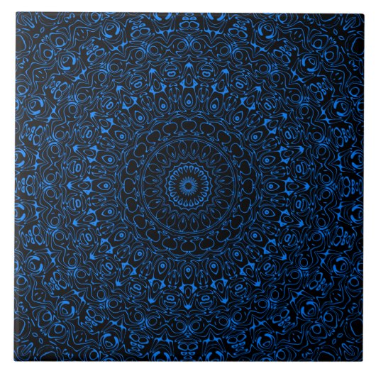 Azure Blue Mandala mit Hypnotic Symmetry Fliese (Vorderseite)