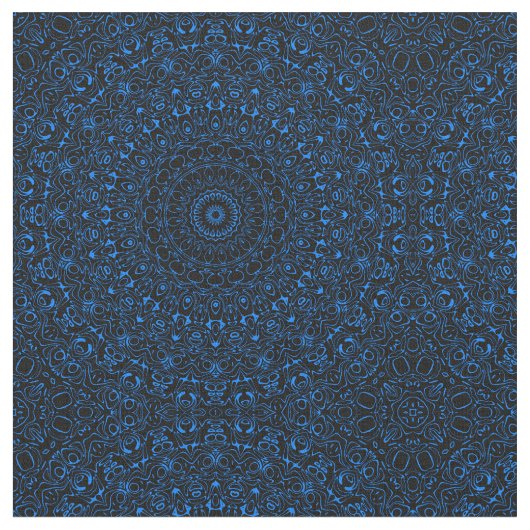 Azure Blue Mandala mit Hypnotic Symmetry Stoff (Nahaufnahme)