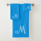 Azure Blue Monogram Handtuch Set (Insitu)