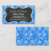 Azure Blue Paisley; Blume; Halbpension Visitenkarte (Vorne/Hinten)