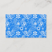 Azure Blue Paisley; Blume; Halbpension Visitenkarte (Rückseite)