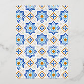 Azure Blue Persian Mosaik Muslim Wedding Gold Folieneinladung (Rückseite)