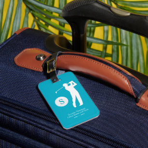 Azure Blue Personalisiert Golfer Monogram Gepäckanhänger