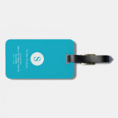 Azure Blue Personalisiert Golfer Monogram Gepäckanhänger (Rückseite horizontal)