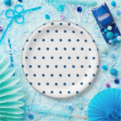 Azure Blue Polka Dots Silver White Pappteller (Party)