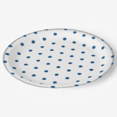 Azure Blue Polka Dots Silver White Pappteller (Schrägansicht)
