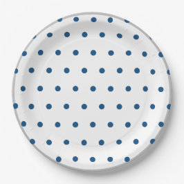 Azure Blue Polka Dots Silver White Pappteller