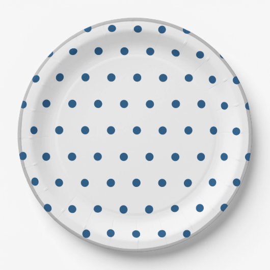Azure Blue Polka Dots Silver White Pappteller (Vorderseite)