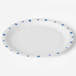 Azure Blue Polka Dots White Pappteller