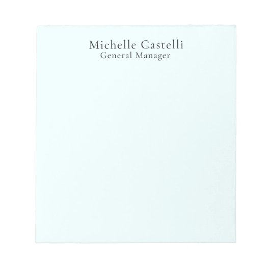 Azure Blue Professional Unique Classical Simple Notizblock (Vorderseite)