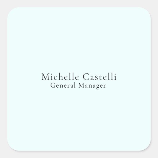 Azure Blue Professional Unique Classical Simple Quadratischer Aufkleber (Vorderseite)