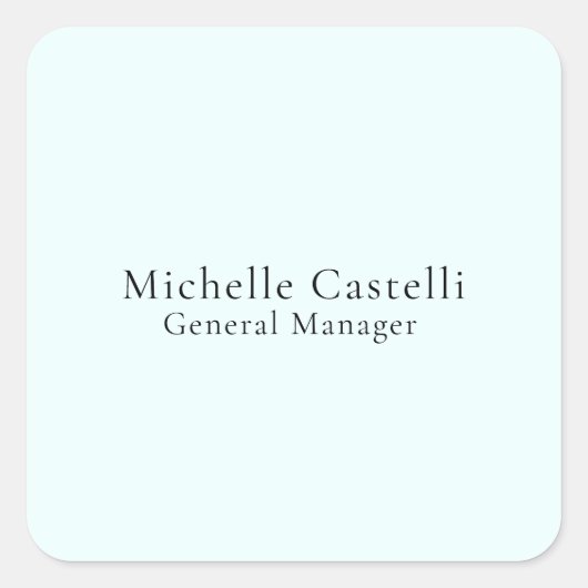 Azure Blue Professional Unique Classical Simple Quadratischer Aufkleber (Vorderseite)