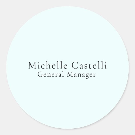 Azure Blue Professional Unique Classical Simple Runder Aufkleber (Vorderseite)