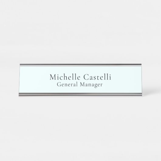 Azure Blue Professional Unique Classical Simple Schreibtischnamensplakette (Vorderseite )