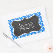 Azure Blue Quatrefoil; Retro Chalkboard Rechteckiger Aufkleber (Umschlag)