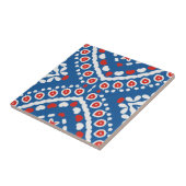 Azure Blue Red and White Ethnic Bohemisch Pattern Fliese (Seite)