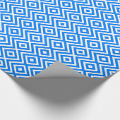 Azure Blue Retro Geo Diamonds Geschenkpapier (Ecke)