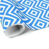 Azure Blue Retro Geo Diamonds Geschenkpapier (Rolleneckpunkt)