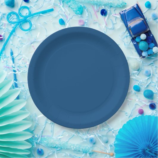 Azure Blue Solid Color Pappteller (Party)
