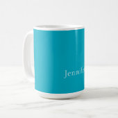 Azure Blue Trendy Moderner Minimalistischer Name Kaffeetasse (Vorderseite Links)
