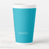 Azure Blue Trendy Moderner Minimalistischer Name Milchtasse (Vorderseite)