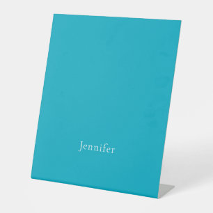 Azure Blue Trendy Moderner Minimalistischer Name Sockelschild