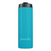 Azure Blue Trendy Moderner Minimalistischer Name Thermosbecher (Vorderseite)