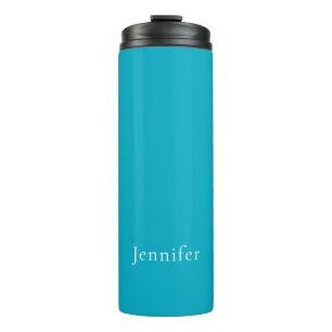Azure Blue Trendy Moderner Minimalistischer Name Thermosbecher