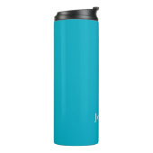 Azure Blue Trendy Moderner Minimalistischer Name Thermosbecher (Nach links gedreht)