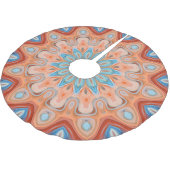 Azure Blue Turquoise Orange Mandala Star Pattern Polyester Weihnachtsbaumdecke (Schrägansicht)