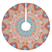 Azure Blue Turquoise Orange Mandala Star Pattern Polyester Weihnachtsbaumdecke (Vorderseite)