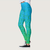 Azure Blue und Green Freckles Print Leggings (Links)
