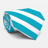 Azure Blue und White Geometric Streifen Krawatte (Gerollt)