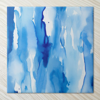 Azure Blue Watercolor Abstrakt Waves Fliese