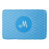 Azure Blue Wave Muster Mit Monogramm Bath Mat Badematte (Vorderseite)