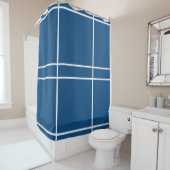 Azure Blue White Geometric Stripes Duschvorhang (Beispiel)