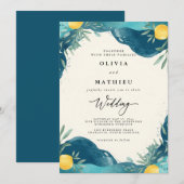 Azure Citrus Blossom Wedding Einladung (Vorne/Hinten)