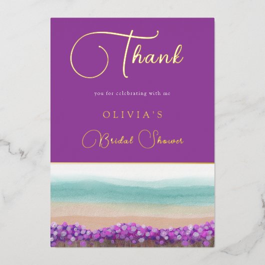Azure Coast in Bloom Brautparty Danke Karte (Vorderseite)